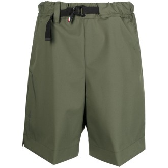 MONCLER GRENOBLE pantaloncini al ginocchio con cintura verde felce