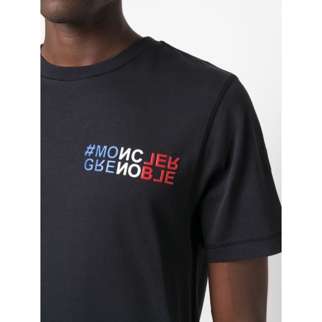 MONCLER GRENOBLE T-shirt in cotone blu navy con logo 