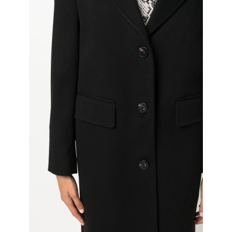 ALBERTO BIANI cappotto midi monopetto nero in lana vergine con revers classico