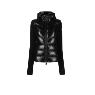 MONCLER GRENOBLE giacca cardigan imbottita nera con cappuccio classico