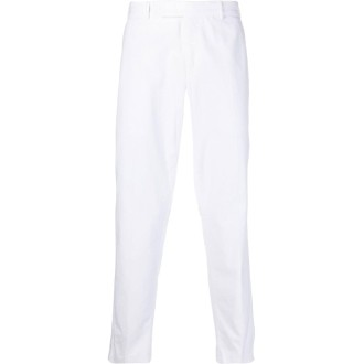 PT TORINO pantaloni in cotone-lyocell bianco a gamba dritta