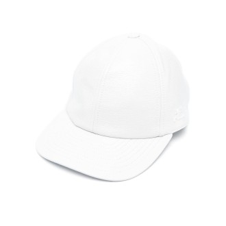 COURRÈGES berretto in cotone bianco con finitura testurizzata
