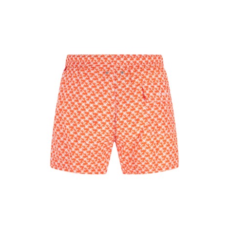 KITON Shorts Da Mare arancio Con Pattern pesci
