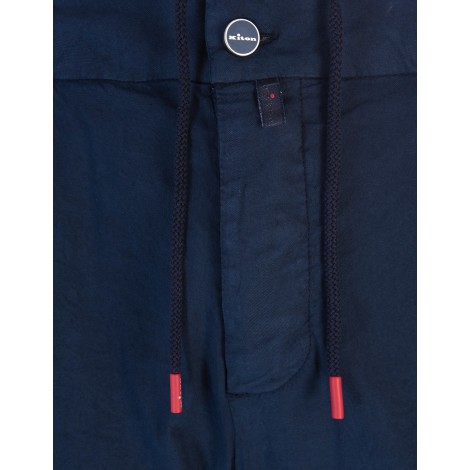 KITON Pantalone Classico In Cotone Blu Navy