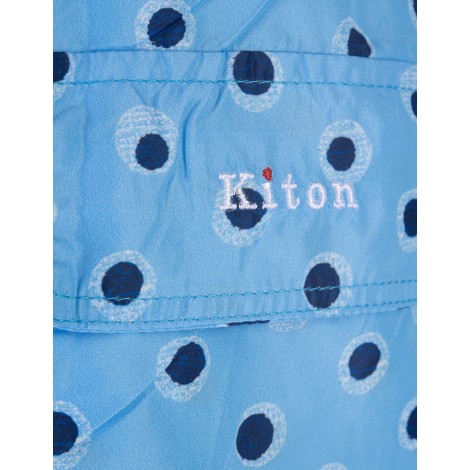KITON Shorts Da Mare Azzurri Con Fantasia a Pois Blu