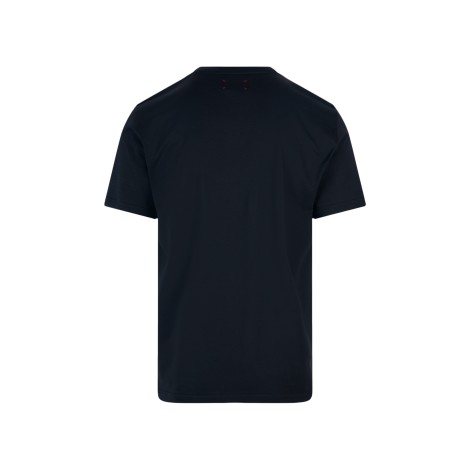 KITON T-Shirt Blu Navy Con Logo Ricamato