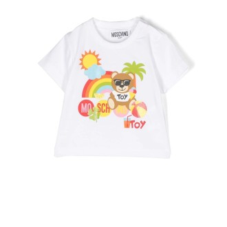 MOSCHINO KIDS T-Shirt Bianca Moschino Teddy Bear In Vacanza