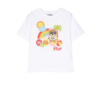 MOSCHINO KIDS T-Shirt Bianca Moschino Teddy Bear In Vacanza