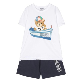 MOSCHINO KIDS Completo Boat Teddy Bear In Bianco e Blu