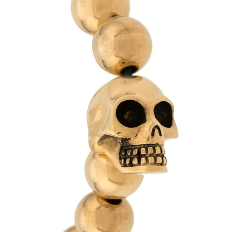 ALEXANDER MCQUEEN Bracciale Skull Uomo Con Perle In Oro