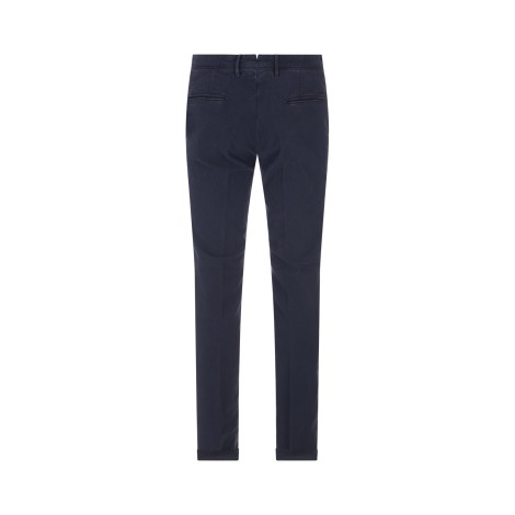 INCOTEX SLACKS Pantalone Slim Fit In Canvas Di Cotone Blu Notte