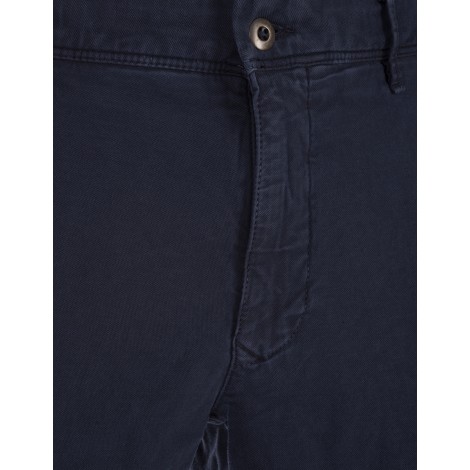 INCOTEX SLACKS Pantalone Slim Fit In Canvas Di Cotone Blu Notte