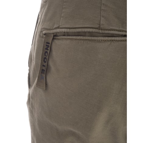 INCOTEX SLACKS Pantalone Slim Fit In Canvas Di Cotone Verde Oliva
