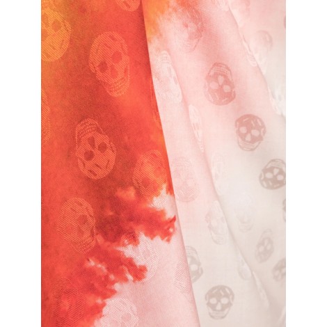 ALEXANDER MCQUEEN Sciarpa Rosa e Arancione Con Motivo Skull