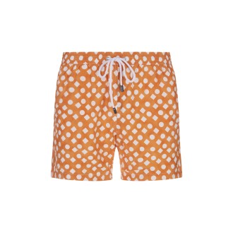 BARBA Swim Shorts Arancioni Con Pattern Geometrico