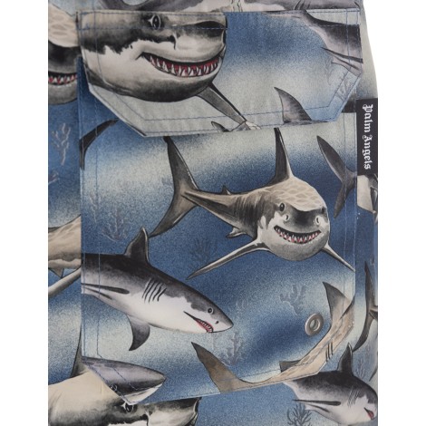 PALM ANGELS Swim Shorts Con Stampa Sharks