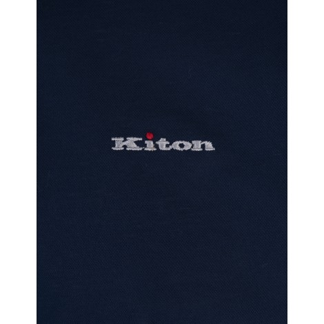 KITON Polo Blu Scuro Con Logo