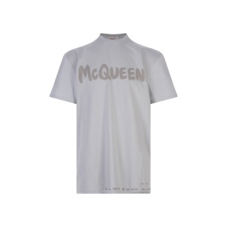ALEXANDER MCQUEEN T-Shirt McQueen Graffiti Grigio Tortora