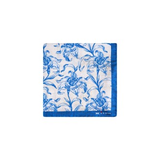 KITON Pochette Bianco Con Pattern Floreale Blu