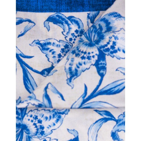 KITON Pochette Bianco Con Pattern Floreale Blu