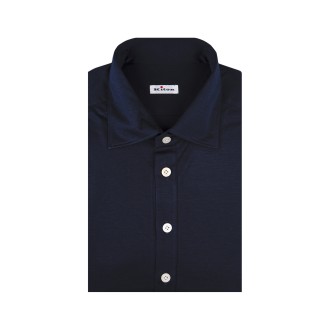KITON Polo Camicia In Cotone Blu Notte