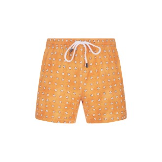 BARBA Swim Shorts Arancioni Con Micro Pattern Geomatrico