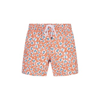 BARBA Swim Shorts Arancione Con Pattern Floreale