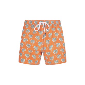 BARBA Swim Shorts Arancione Con Pattern Palme