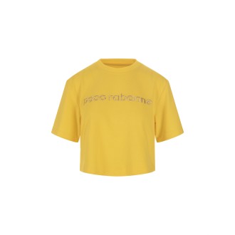 PACO RABANNE T-Shirt Crop Gialla Con Logo