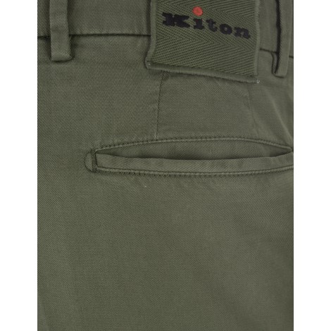 KITON Pantalone Slim Fit In Cotone Verde Muschio