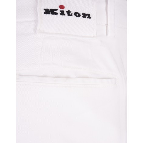 KITON Pantalone Slim Fit In Cotone Bianco