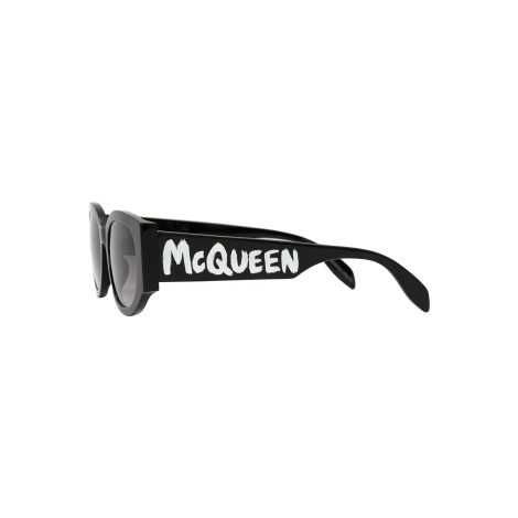 ALEXANDER MCQUEEN Occhiali Da Sole McQueen Graffiti Ovali In Nero e Bianco