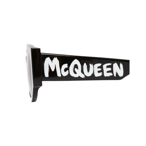 ALEXANDER MCQUEEN Occhiali Da Sole McQueen Graffiti Ovali In Nero e Bianco