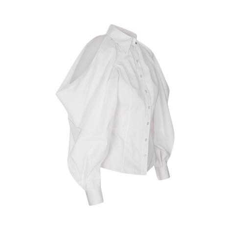 ALEXANDER MCQUEEN Camicia Con Maniche Drappeggiate E Cut-Out Bianco Ottico