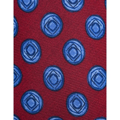 KITON Cravatta In Seta Rossa Con Pattern Azzurro