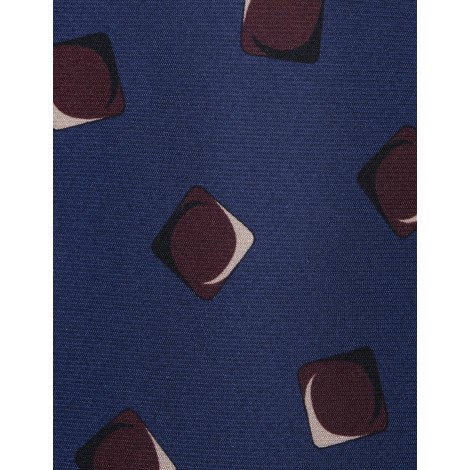 KITON Cravatta In Seta Blu Notte Con Pattern Di Quadrati