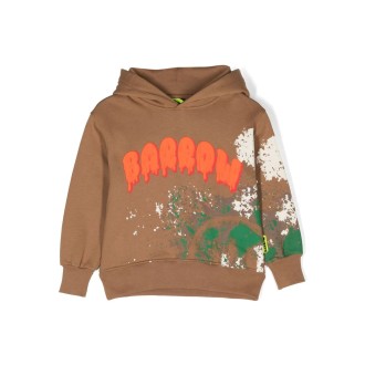 BARROW KIDS Felpa Sabbia Bruciata Con Cappuccio e Stampa Logo con Macchie Di Colore
