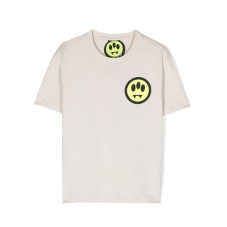 BARROW KIDS T-Shirt Tortora Con Logo e Lettering Fronte e Retro