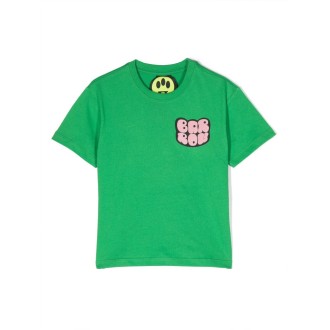 BARROW KIDS T-Shirt Verde Con Logo Lettering Mongolfiera