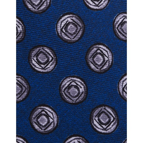 KITON Cravatta In Seta Blu Navy Con Pattern Grigio