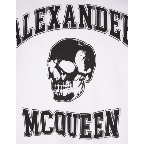 ALEXANDER MCQUEEN T-Shirt Bianca Con Logo Skull Stampato