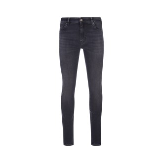 PT05 Jeans Slim Fit In Denim Stretch Nero Effetto Slavato