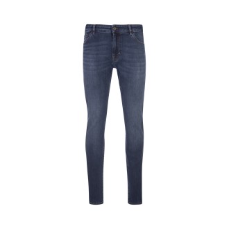 PT05 Jeans Slim Fit In Denim Stretch Blu Medio Effetto Slavato