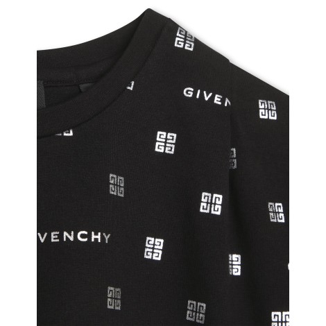 GIVENCHY KIDS T-Shirt Nera Con Motivo GIVENCHY 4G