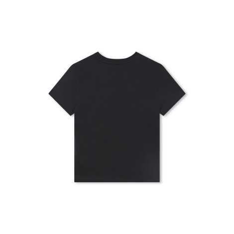 GIVENCHY KIDS T-Shirt Nera Con Logo Ad Arco Applicato