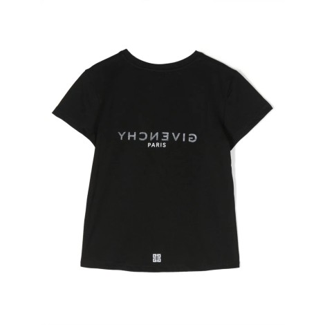 GIVENCHY KIDS T-Shirt Nera Con Logo Fronte e Retro