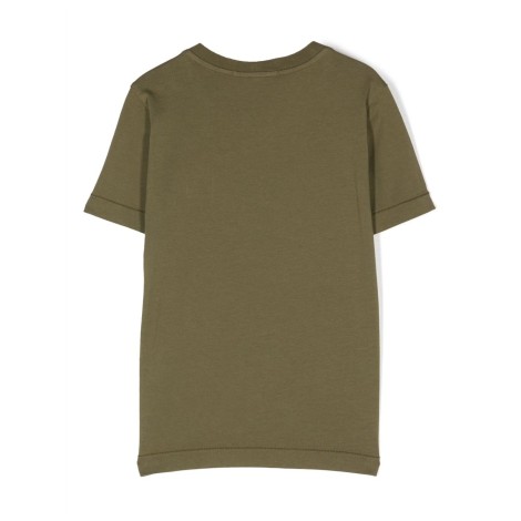 STONE ISLAND JUNIOR T-Shirt Verde Militare Con Patch Logo