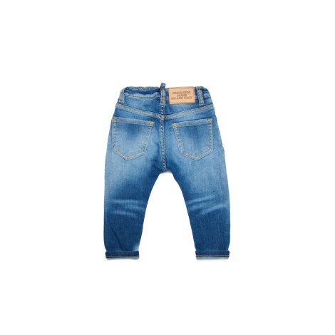 DSQUARED2 KIDS Jeans In Denim Blu Con Effetto Slavato