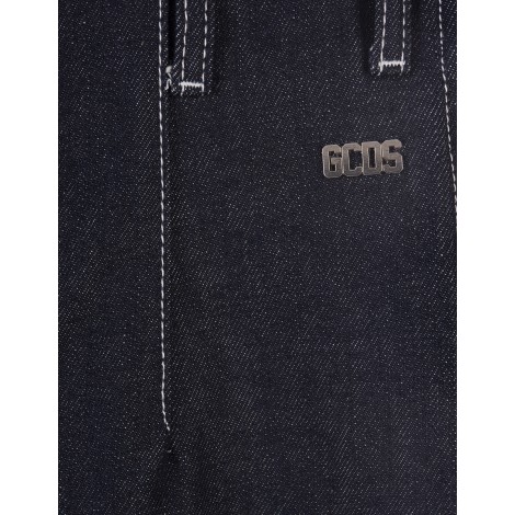 GCDS Jeans a Vita Alta Blu Con Scollatura Dietro