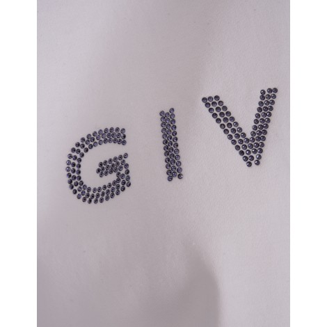 GIVENCHY T-Shirt Crop Grigio Pietra Con Logo Di Strass